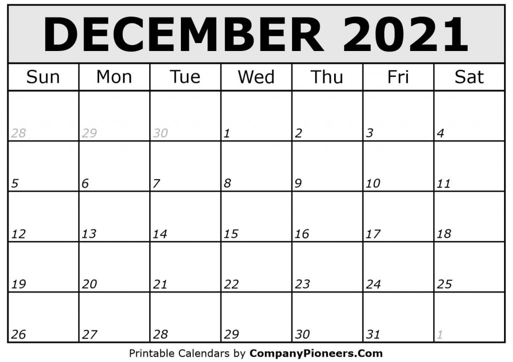 December 2021 Calendar Printable - Printable 2022 Calendars December ...