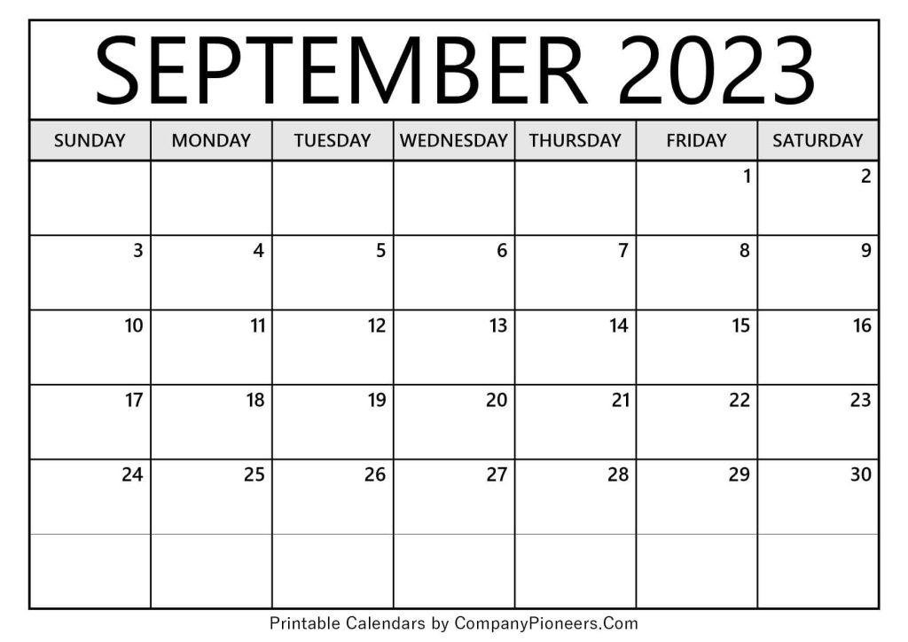 Free Floral September 2023 Calendar Printable - CompanyPioneers.Com