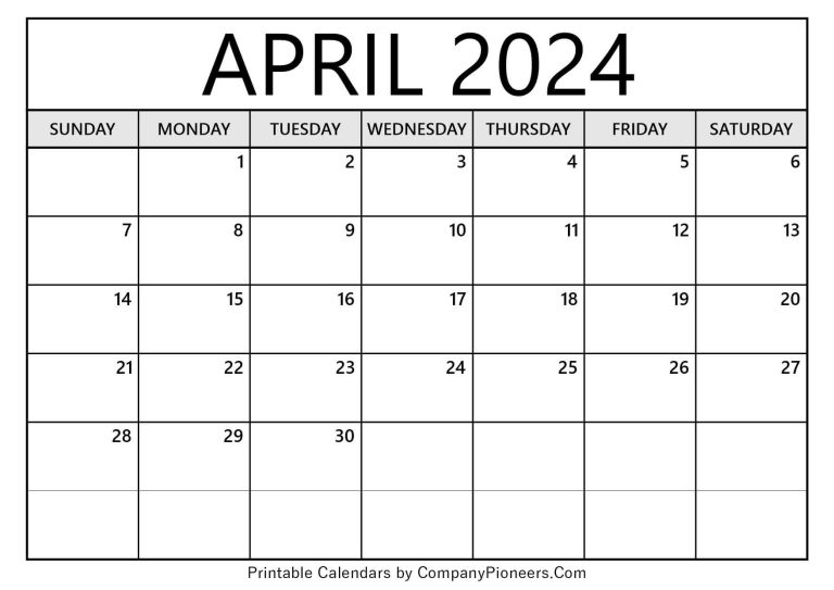 Free Floral April 2024 Calendar Printable - CompanyPioneers.Com