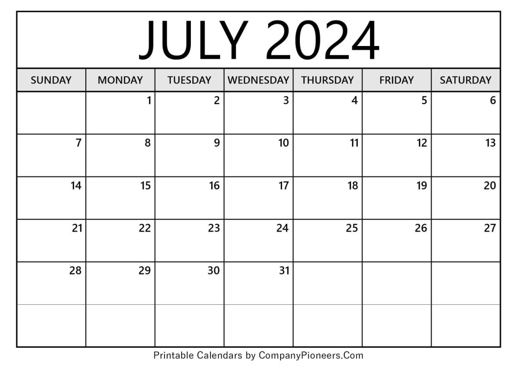 Free Floral July 2024 Calendar Printable - CompanyPioneers.Com