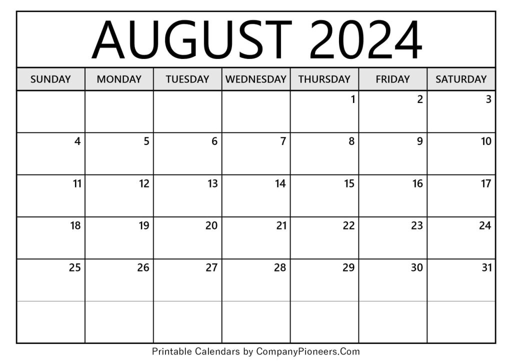 Free Floral August 2024 Calendar Printable - CompanyPioneers.Com