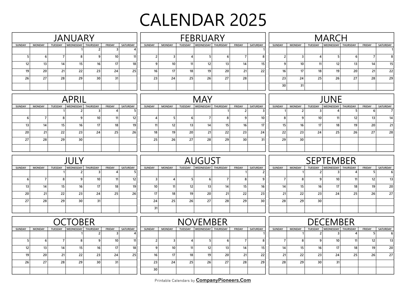 2025 Yearly Calendar Time Saver Solutions