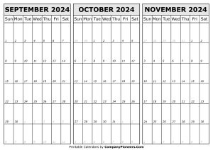 Calendar September October November 2024