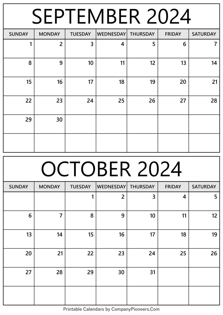 September October 2024 Calendar Printable - Template