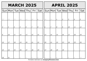 Calendar 2025 March April