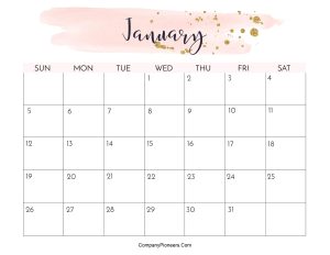 Cute January 2025 Calendar Printable Water Color