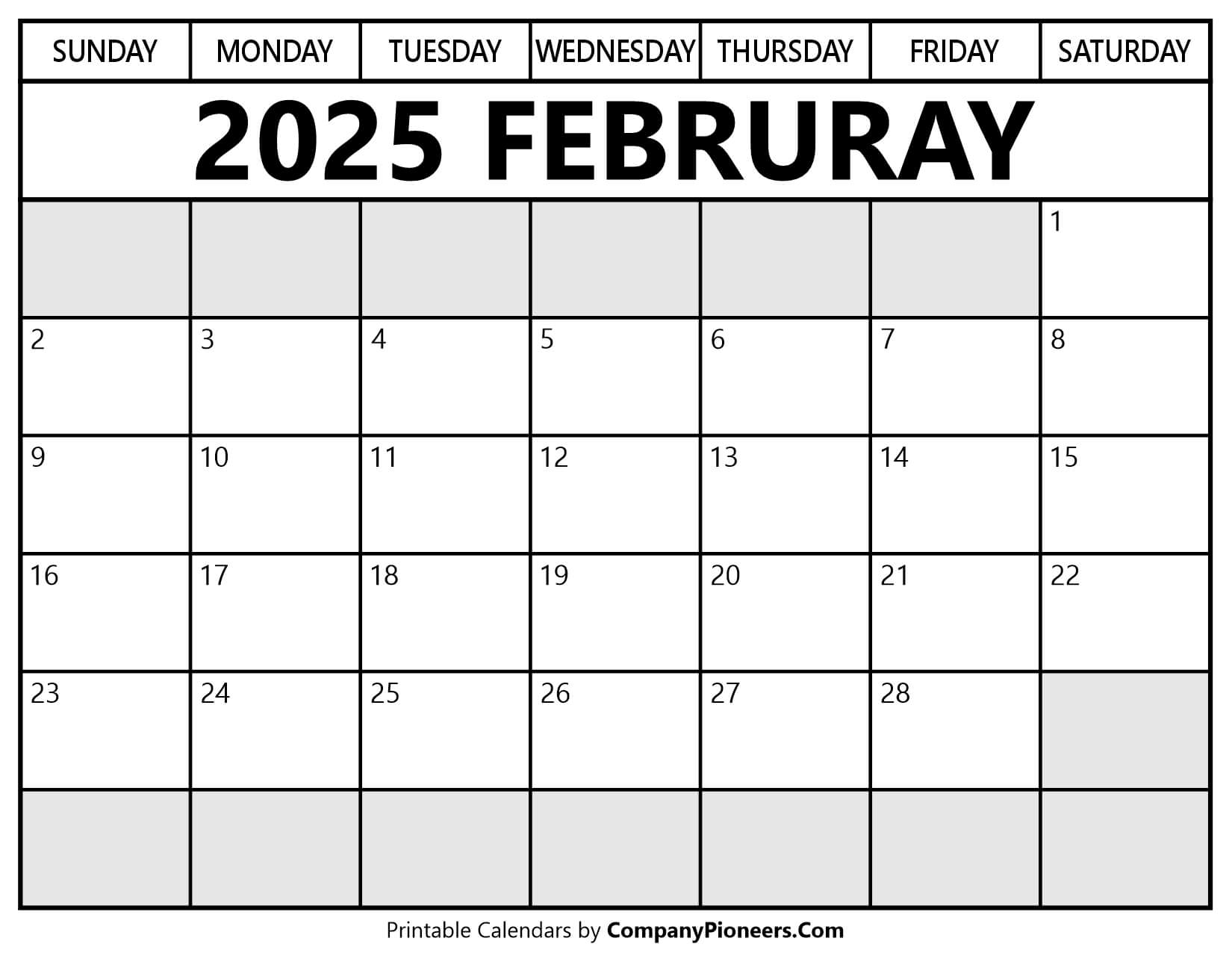 February 2025 Calendar Segoe UI Font