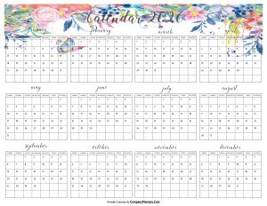 Cute 2026 Calendar Multi Flower