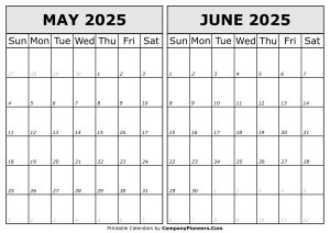 Calendar 2025 May June