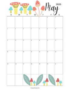 Calendar May 2025 Cute Cactus Leaves