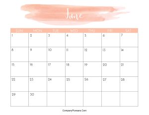 Cute June 2025 Calendar Printable Water Color