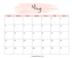 Cute May 2025 Calendar Printable Water Color