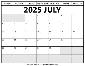 July 2025 Calendar Segoe UI Font