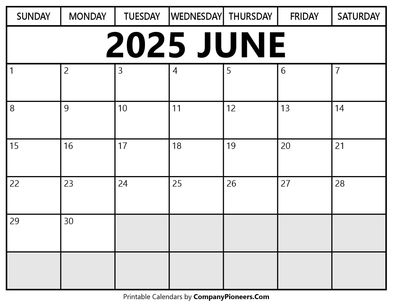 June 2025 Calendar Segoe UI Font