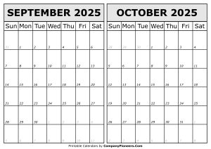 Calendar 2025 September October