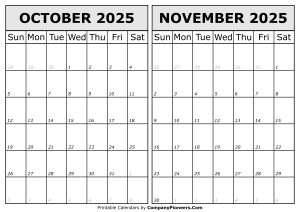 Calendar 2025 October November