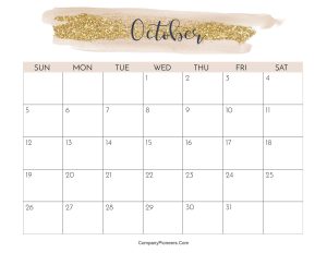 Cute October 2025 Calendar Printable Water Color