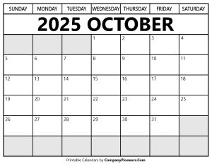 October 2025 Calendar Segoe UI Font